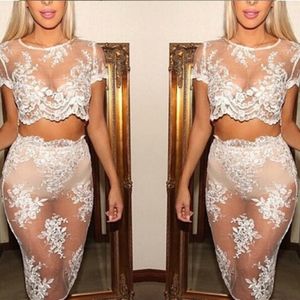 New Sexy Embroidery Lace Mesh Two Piece Dress